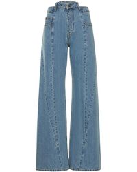 Maison Margiela - Asymmetric Wide Leg Cotton Jeans - Lyst