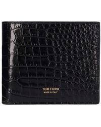 Tom Ford - Logo Croc Embossed Leather Wallet - Lyst