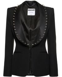Moschino - Single Breasted Wool Jacket W/ Studs - Lyst