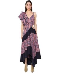Loewe Asymmetrical Printed Light Cotton Dress - Purple