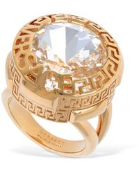 Versace - Greca Motif & Logo Crystal Ring - Lyst