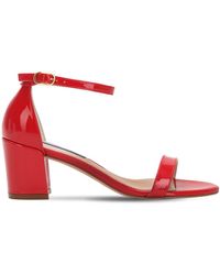 Stuart Weitzman Sandales En Cuir Verni "Simple" 55 Mm - Rouge