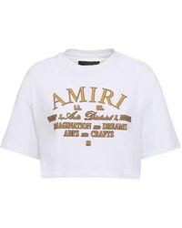 Amiri - T-shirt cropped in jersey di cotone con logo - Lyst