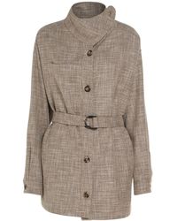 Loro Piana - Ardian Belted Wool Blend T-Neck Jacket - Lyst