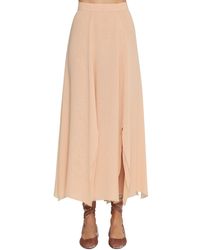 Max Mara Layered Silk Crepe Midi Skirt - Natural
