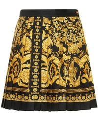 Versace Minifalda De Seda Plisada Con Estampado - Multicolor