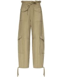 Ganni - Pantalones cargo de techno con cintura alta - Lyst