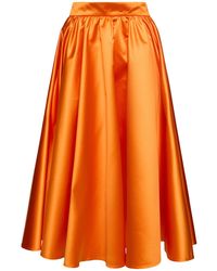 Patou - Pleated Satin Duchesse Long Skirt - Lyst