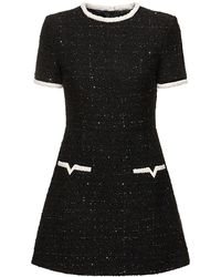 Valentino - Tweed Lurex Short Sleeve Mini Dress - Lyst