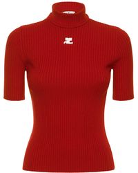 Courreges - Knit Viscose Blend Logo Top - Lyst