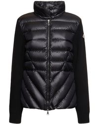 Moncler - Tricot Wool Blend Down Cardigan - Lyst