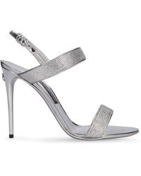 Dolce & Gabbana - 105mm Sandaletten Aus Leder Mit Kristallen "keira" - Lyst