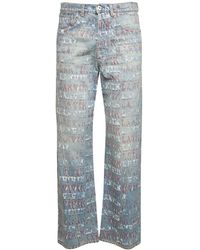 Lanvin - Printed Denim Jeans - Lyst