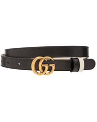 Gucci - gg Marmont Reversible Thin Leather Belt - Lyst