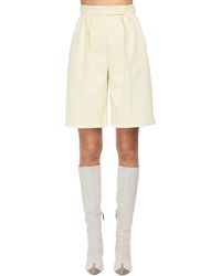Max Mara Pleated Cotton Bull Shorts - Yellow