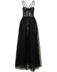Zuhair Murad Coated Lace Corset Long Dress - Black