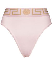 Versace Synthetic Pink La Greca Thong Womens Clothing Lingerie Knickers and underwear 
