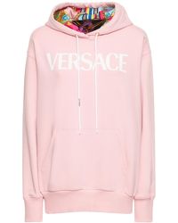 Versace Sweat-shirt Oversize En Jersey De Coton À Capuche - Rose