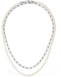 Eera - Chain & Pearl Double Reine Necklace - Lyst
