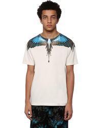 Marcelo Burlon T-shirt Aus Baumwolljersey Mit Druck - Blau