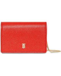 Burberry Jessie Leather Card Case With Chain - Red