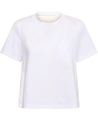 Sacai - T-shirt Aus Baumwolljersey Und Nylontwill - Lyst