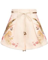 Zimmermann - Donna Ascension Linen Tuck Shorts - Lyst
