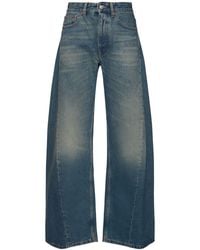 MM6 by Maison Martin Margiela - Faded Denim Mid Rise Wide Leg Jeans - Lyst