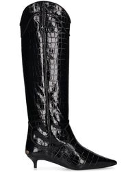 Anine Bing - Mm Rae Croc Embossed Leather Boots - Lyst