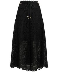 Zimmermann - Damen Midirock Aus Popeline „Rhiannon“ - Lyst