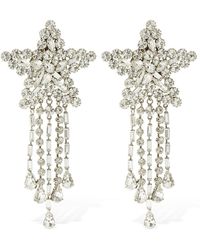 Alessandra Rich Star Crystal Clip-on Earrings W/ Fringes - Multicolor