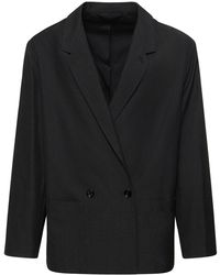 Lemaire - Double Breasted Wool Blend Jacket - Lyst