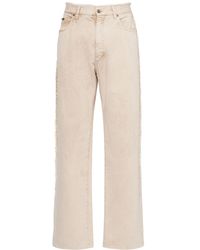 Dolce & Gabbana - Wide Cotton Denim Jeans W/Logo Plaque - Lyst