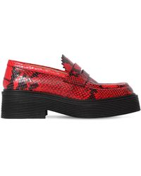 Marni 40mm Hohe Loafers Mit Pythondruck "millerighe" - Rot