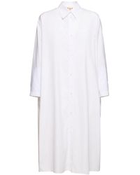 Marni - Cotton Poplin L/s Midi Shirt Dress - Lyst