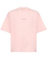 Marni - T-shirt in maglia di cotone organico con logo - Lyst