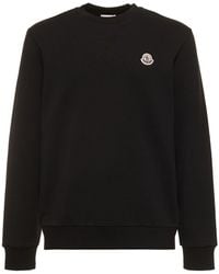 Moncler - Sweat-shirt en coton avec patch logo - Lyst