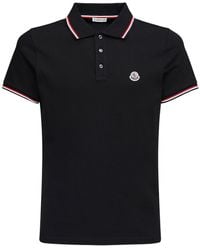 Moncler - Logo Patch Cotton Piqué Polo Shirt - Lyst