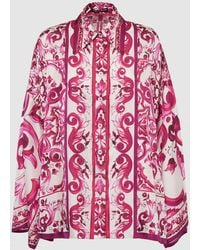 Dolce & Gabbana - Chemise kimono en sergé de soie imprimé maiolica - Lyst