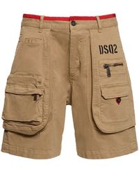 DSquared² - Stretch Cotton Drill Cargo Shorts - Lyst