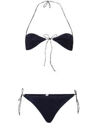 Oséree - Lumiere Lurex Triangle Bandeau Bikini Dark - Lyst