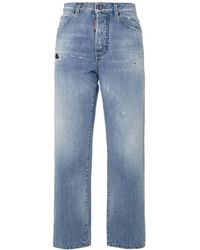DSquared² - Boston High Waist Wide Leg Denim Jeans - Lyst