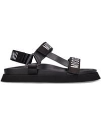 Moschino - Black Logo-print Flat Sandals - Lyst