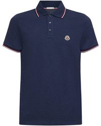 Moncler - Logo Patch Cotton Polo Shirt - Lyst