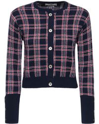 Thom Browne - Checked Cashmere Knit Cropped Cardigan - Lyst