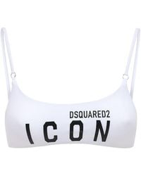 DSquared² - Bandeau-bikinioberteil Mit Logodruck - Lyst