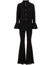 Sleeper Cosmos Lurex Lounge Suit W/ Trousers - Black