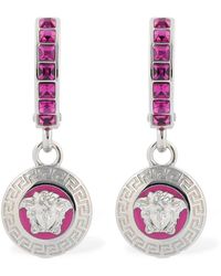 Versace Medusa Crystal Charm Hoop Earrings - Pink