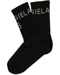 Womens Clothing Hosiery Socks MM6 by Maison Martin Margiela Cotton Logo Knit Stretched Socks in Black 