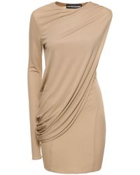 ANDREADAMO - Draped Viscose Jersey Mini Dress - Lyst